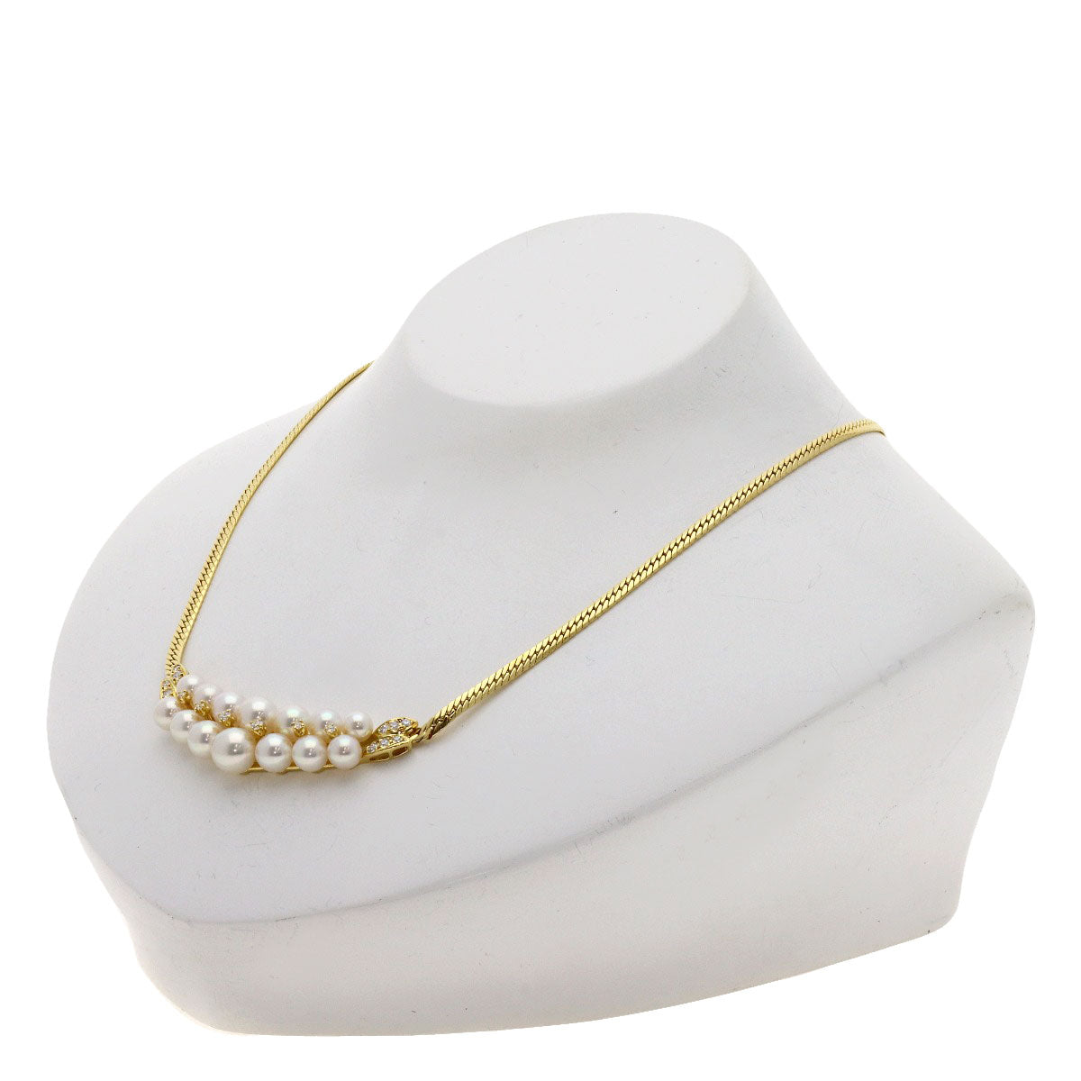 MIKIMOTO Akoya Pearl Pearl Diamond Necklace K18 Yellow Gold Ladies [Used]