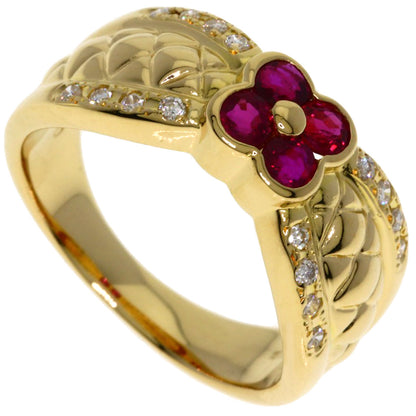 TASAKI Flower motif Ruby Diamond Ring K18 Yellow Gold Ladies [Used]