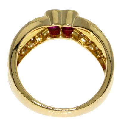 TASAKI Flower motif Ruby Diamond Ring K18 Yellow Gold Ladies [Used]