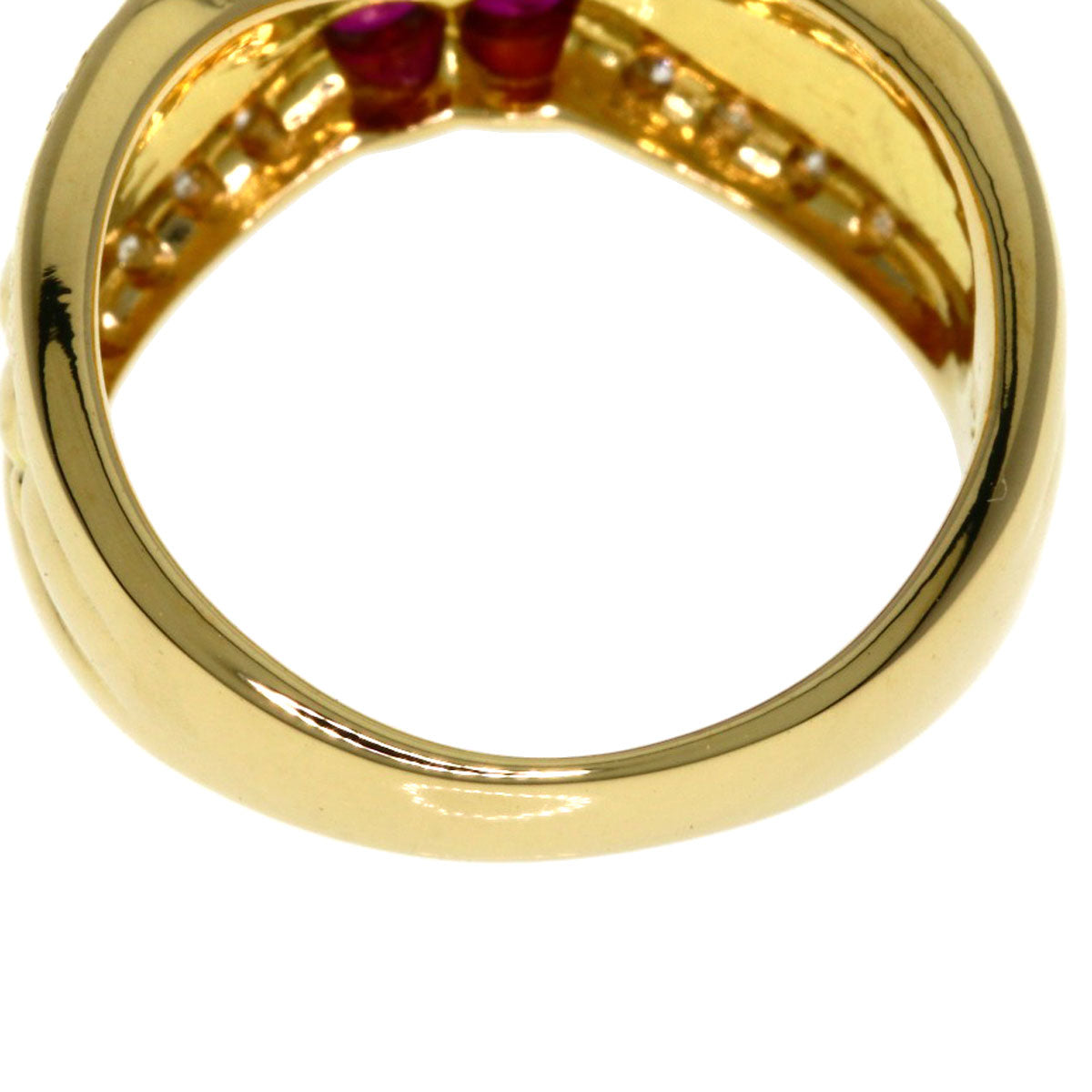 TASAKI Flower motif Ruby Diamond Ring K18 Yellow Gold Ladies [Used]