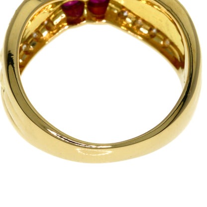 TASAKI Flower motif Ruby Diamond Ring K18 Yellow Gold Ladies [Used]