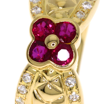 TASAKI Flower motif Ruby Diamond Ring K18 Yellow Gold Ladies [Used]