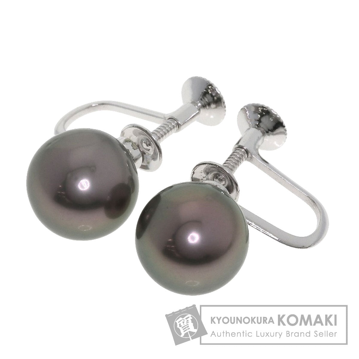 TASAKI Black pearl pearl Earring K14 White Gold Ladies [Used]
