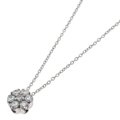 Ponte Vecchio Flower motif Diamond Necklace K18 White Gold Ladies [Used]