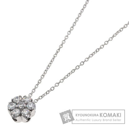 Ponte Vecchio Flower motif Diamond Necklace K18 White Gold Ladies [Used]