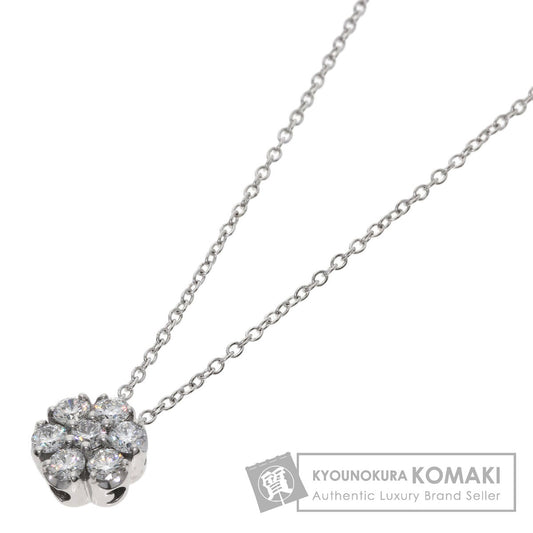 Ponte Vecchio Flower motif Diamond Necklace K18 White Gold Ladies [Used]
