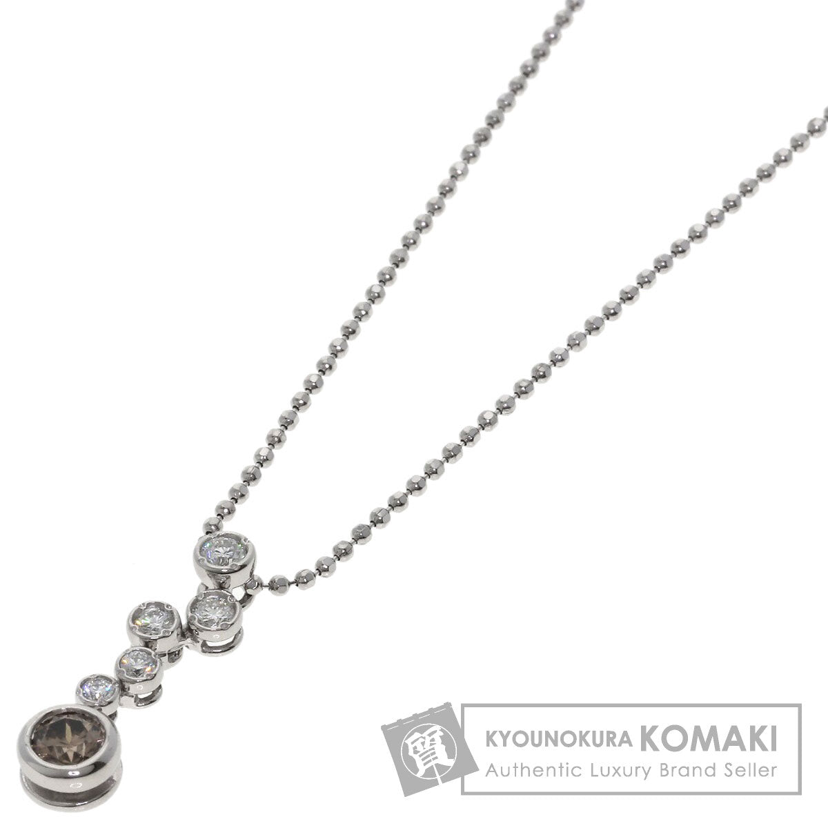 Kashikey Bezel Diamond Brown　Diamond Necklace Platinum PT900 PT850Ladies [Used]