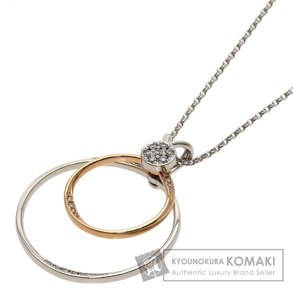 WALTHAM Swing Circle Diamond Pendant top K18 White Gold Ladies [Used]