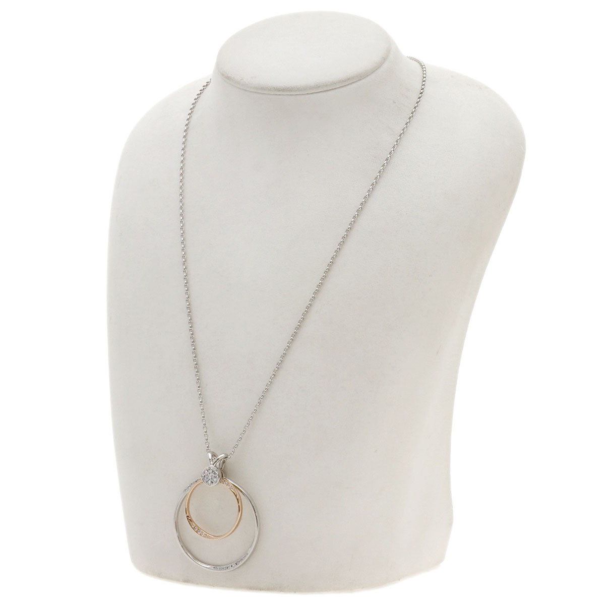 WALTHAM Swing Circle Diamond Pendant top K18 White Gold Ladies [Used]