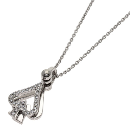 WALTHAM Moving Spade Diamond Necklace K18 White Gold Ladies [Used]