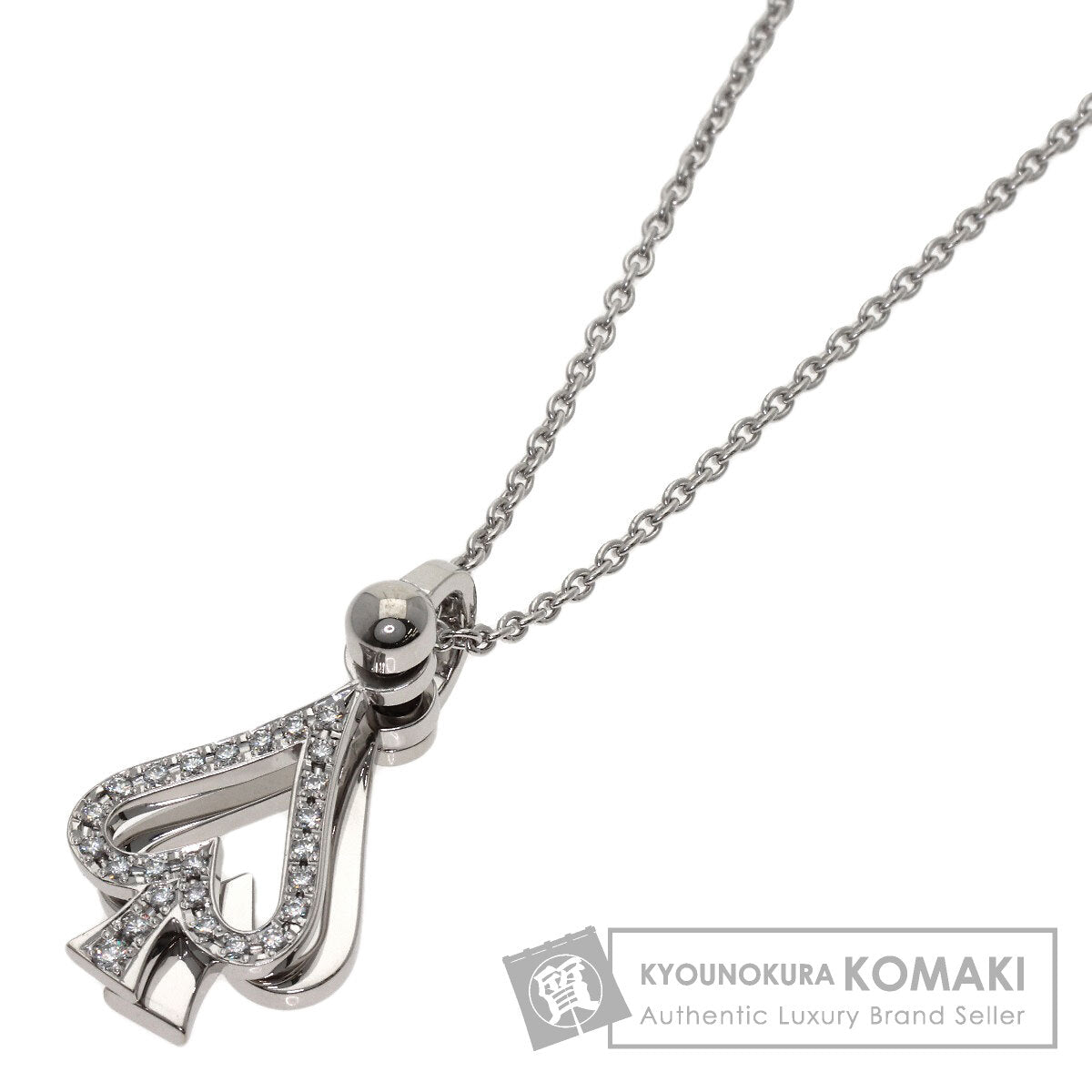 WALTHAM Moving Spade Diamond Necklace K18 White Gold Ladies [Used]