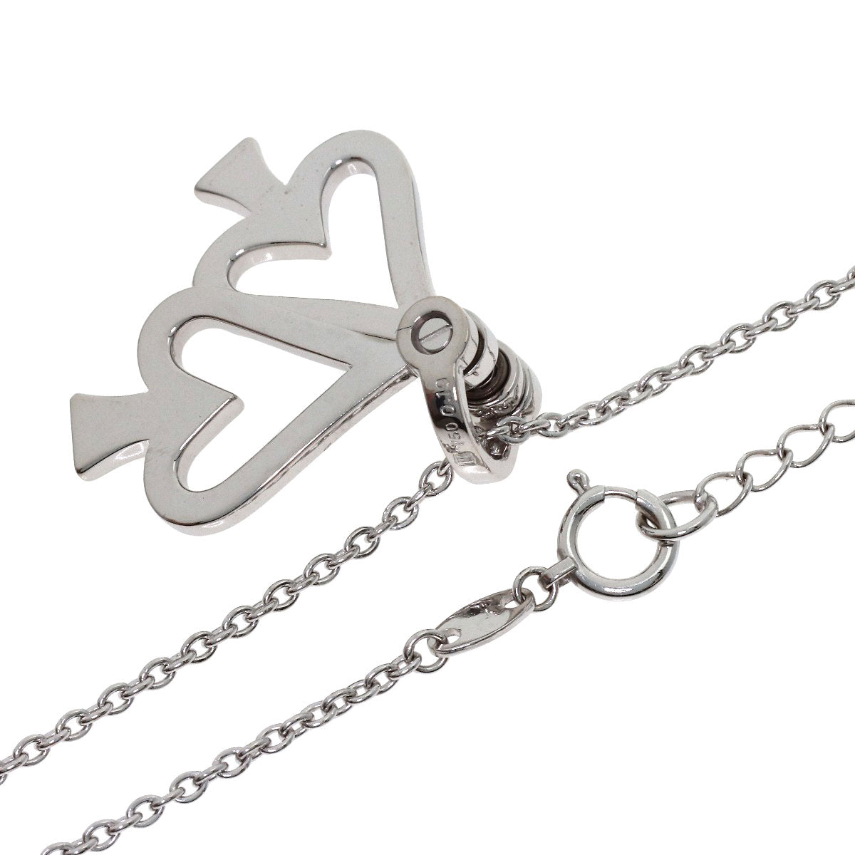 WALTHAM Moving Spade Diamond Necklace K18 White Gold Ladies [Used]