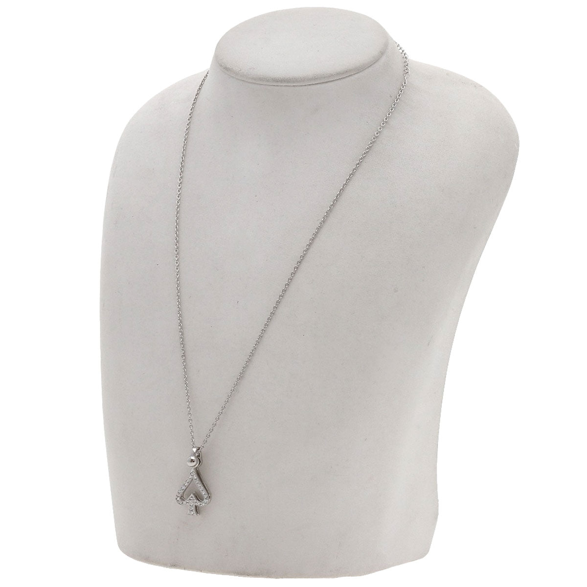 WALTHAM Moving Spade Diamond Necklace K18 White Gold Ladies [Used]