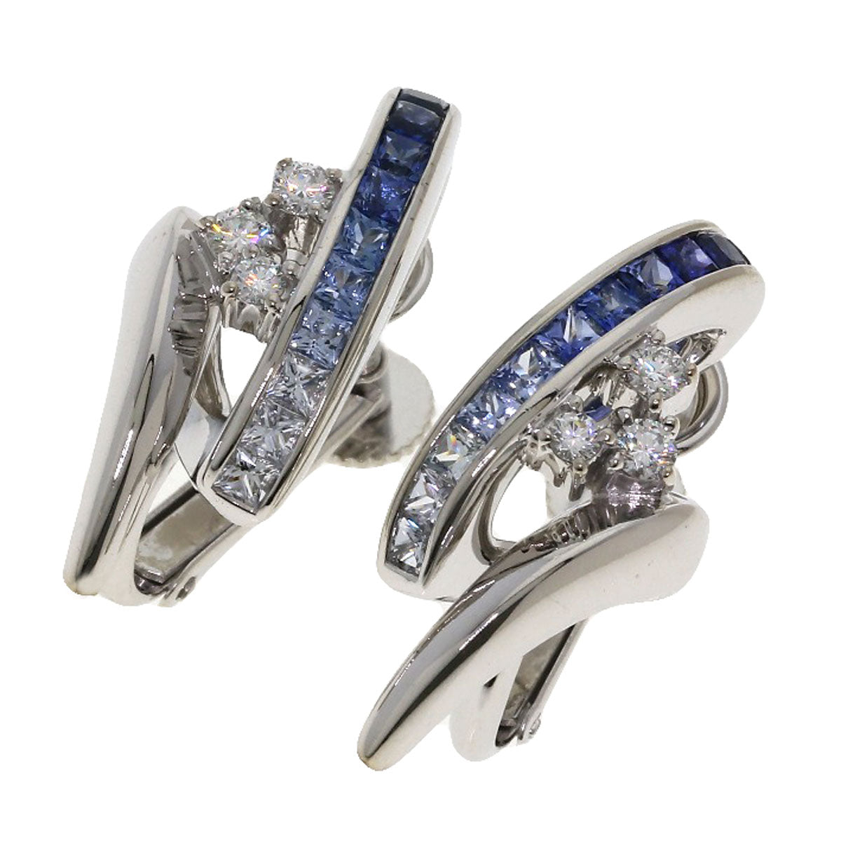 Jeunet Sapphire Diamond Earring K18 White Gold K14WGLadies [Used]