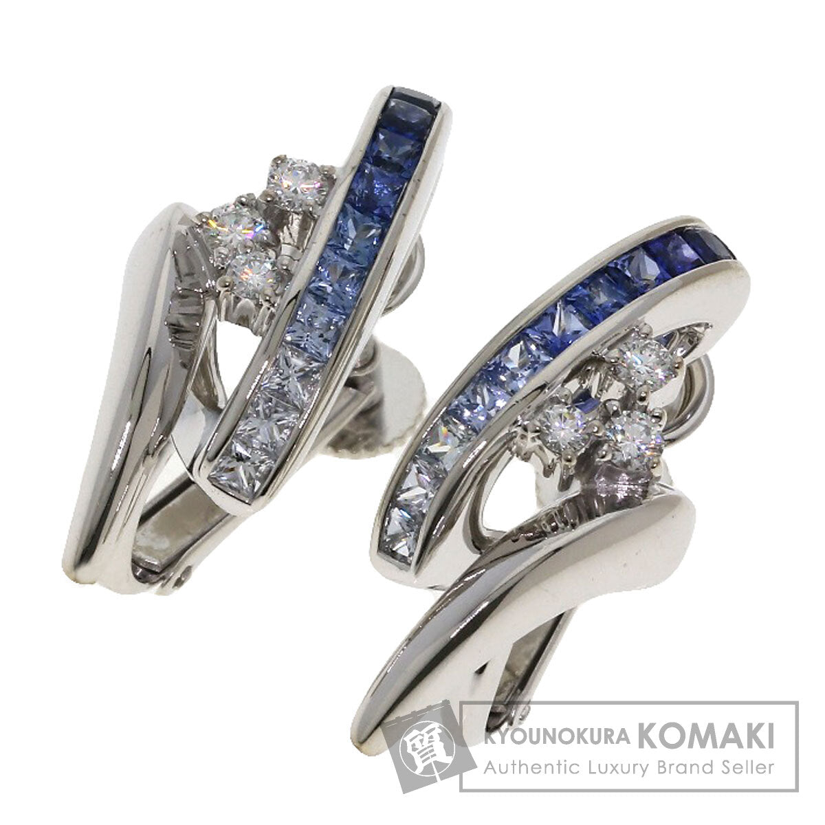 Jeunet Sapphire Diamond Earring K18 White Gold K14WGLadies [Used]