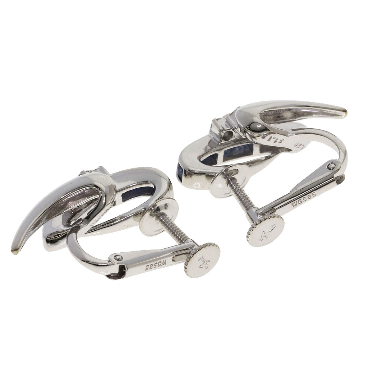 Jeunet Sapphire Diamond Earring K18 White Gold K14WGLadies [Used]