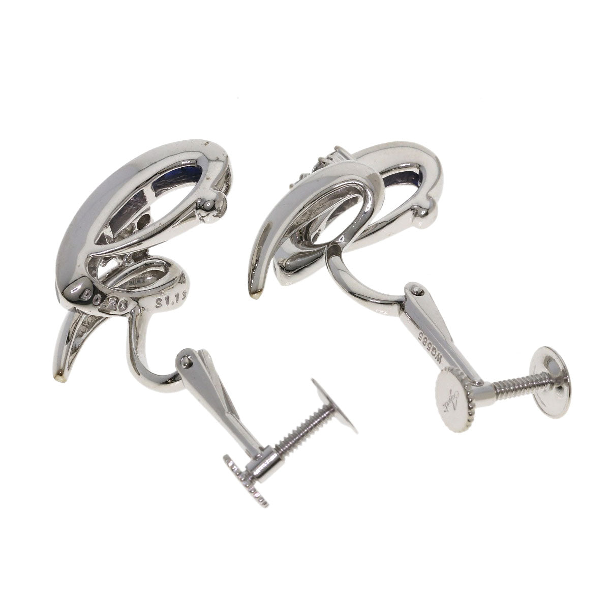 Jeunet Sapphire Diamond Earring K18 White Gold K14WGLadies [Used]