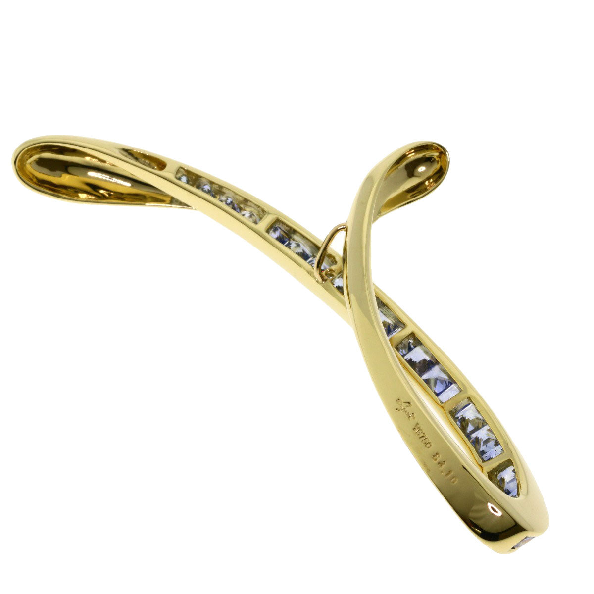Jeunet Blue sapphire Pendant top K18 Yellow Gold Ladies [Used]