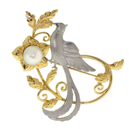 TASAKI Bird Pearl Brooch K18 Yellow Gold PT900Ladies [Used]