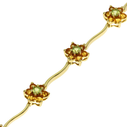 Ponte Vecchio Flower motif Citrin Peridot Bracelet K18 Yellow Gold Ladies [Used]