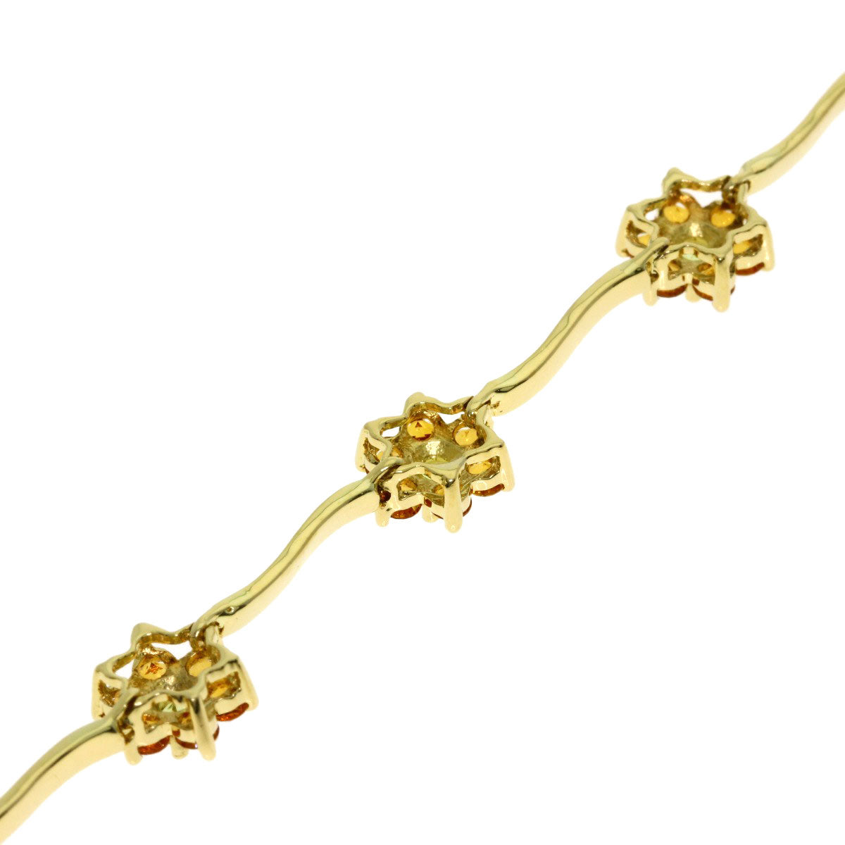 Ponte Vecchio Flower motif Citrin Peridot Bracelet K18 Yellow Gold Ladies [Used]