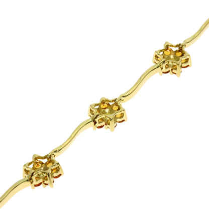 Ponte Vecchio Flower motif Citrin Peridot Bracelet K18 Yellow Gold Ladies [Used]