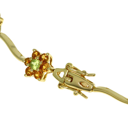 Ponte Vecchio Flower motif Citrin Peridot Bracelet K18 Yellow Gold Ladies [Used]