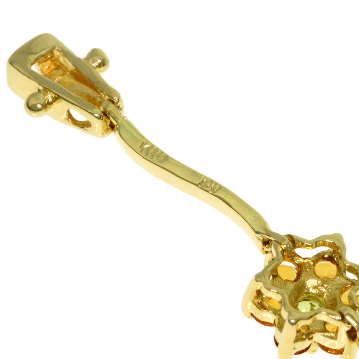 Ponte Vecchio Flower motif Citrin Peridot Bracelet K18 Yellow Gold Ladies [Used]