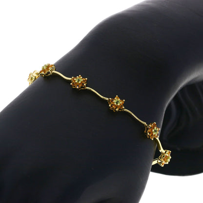 Ponte Vecchio Flower motif Citrin Peridot Bracelet K18 Yellow Gold Ladies [Used]