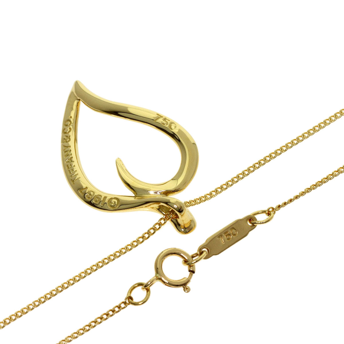 TIFFANY&Co. Leaf heart Necklace K18 Yellow Gold Ladies [Used]