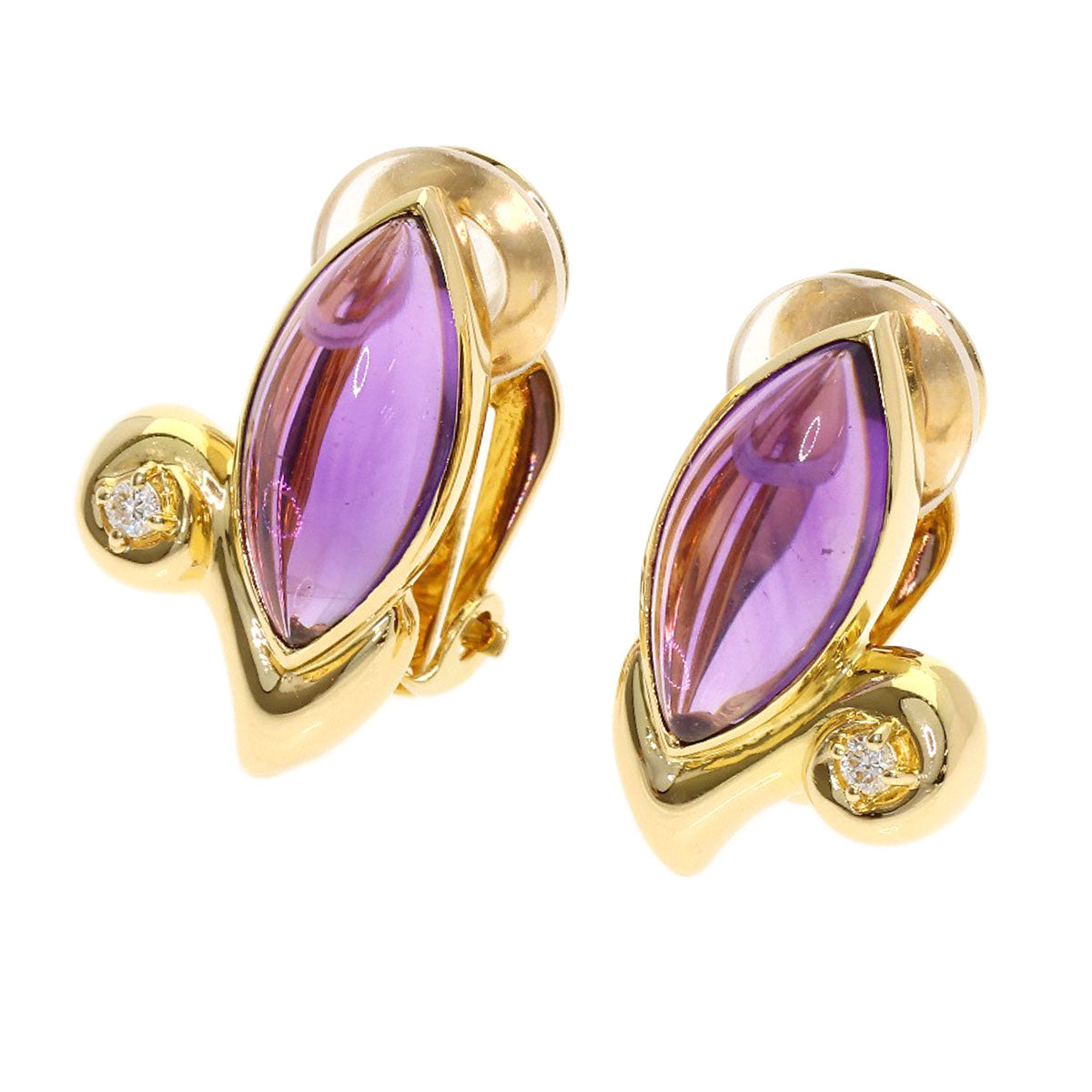 TASAKI Amethyst 1P Diamond Earring K18 Yellow Gold Ladies [Used]