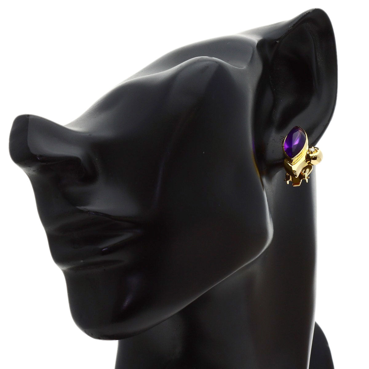 TASAKI Amethyst 1P Diamond Earring K18 Yellow Gold Ladies [Used]