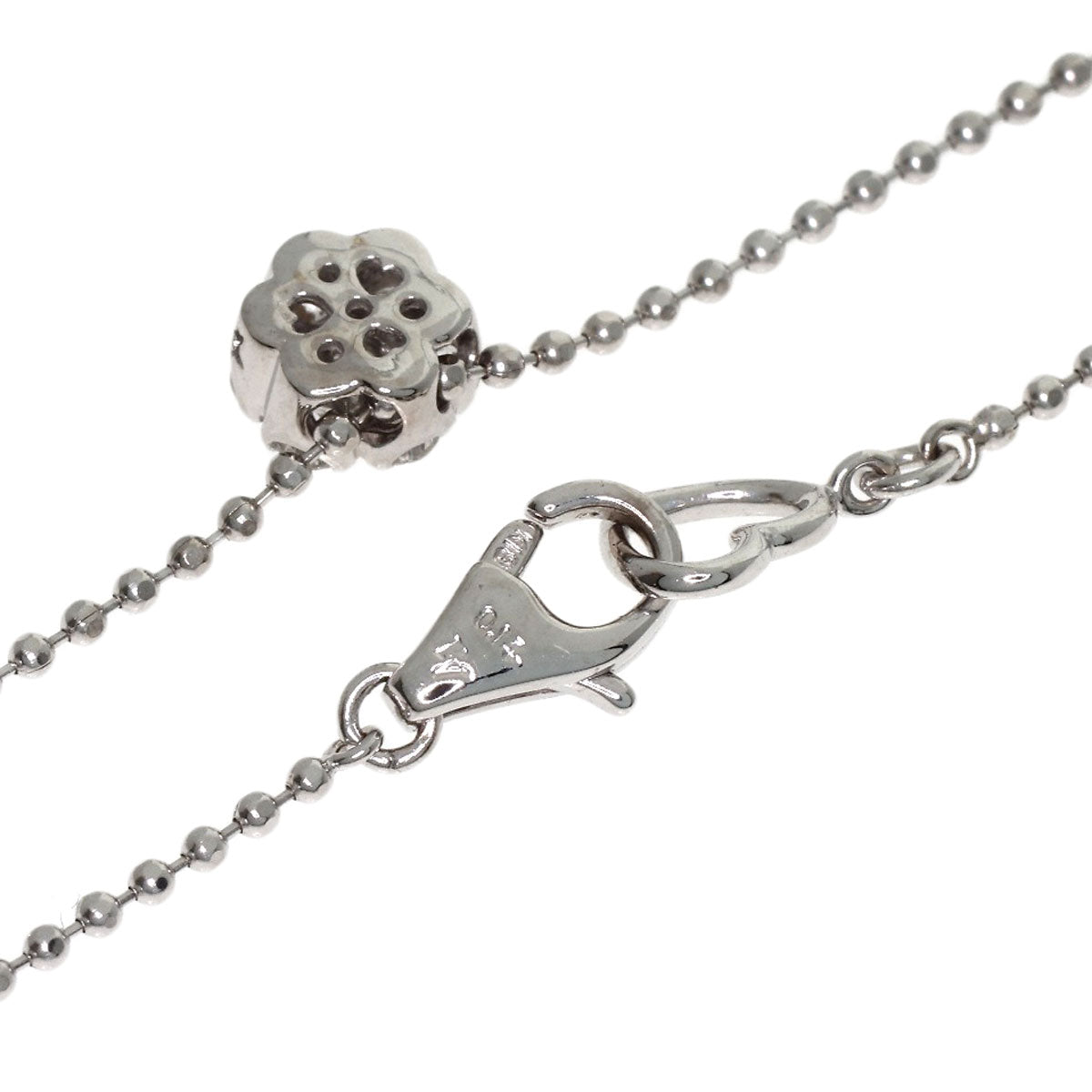 Ponte Vecchio Flower Diamond Necklace K18 White Gold Ladies [Used]