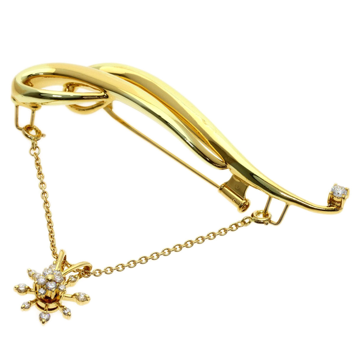 WALTHAM swing diamond Brooch K18 Yellow Gold Ladies [Used]