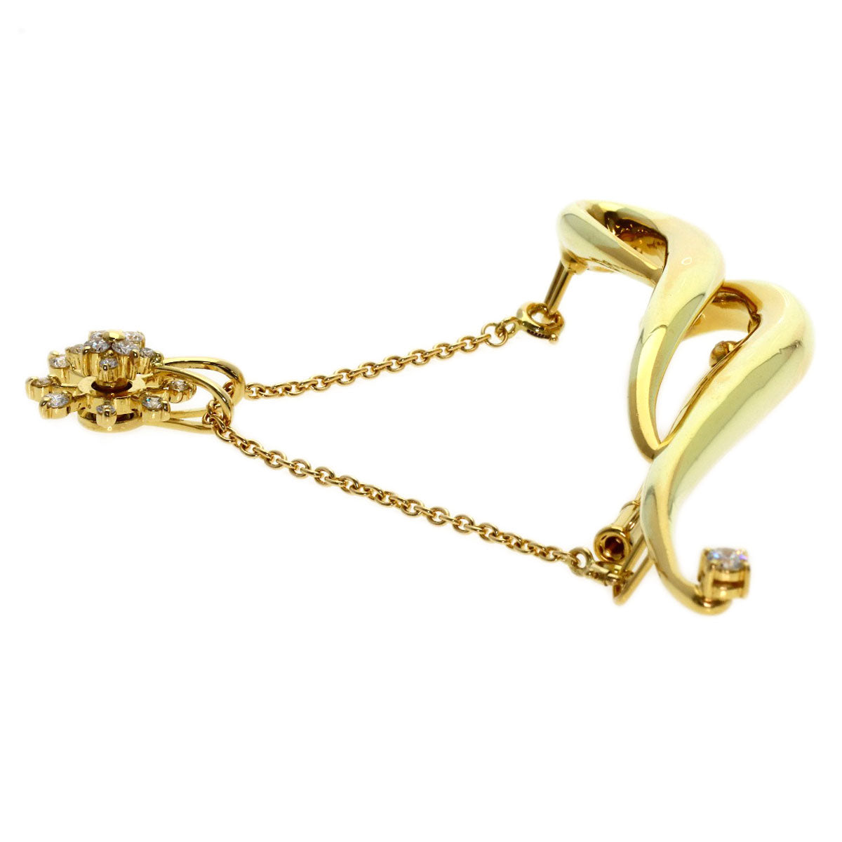 WALTHAM swing diamond Brooch K18 Yellow Gold Ladies [Used]