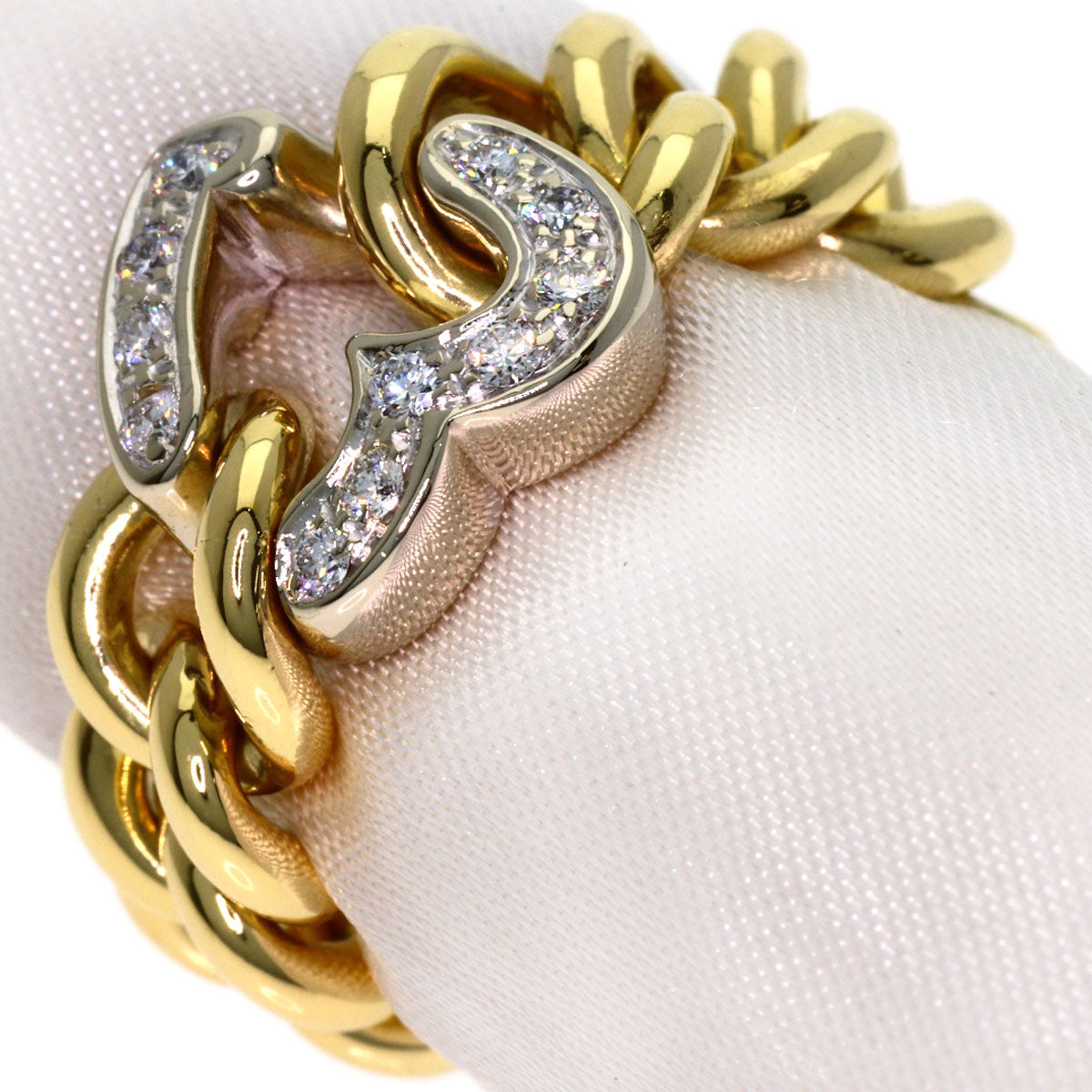 Pomellato Chain Heart Diamond Ring K18 Yellow Gold K18 White GoldLadies [Used]
