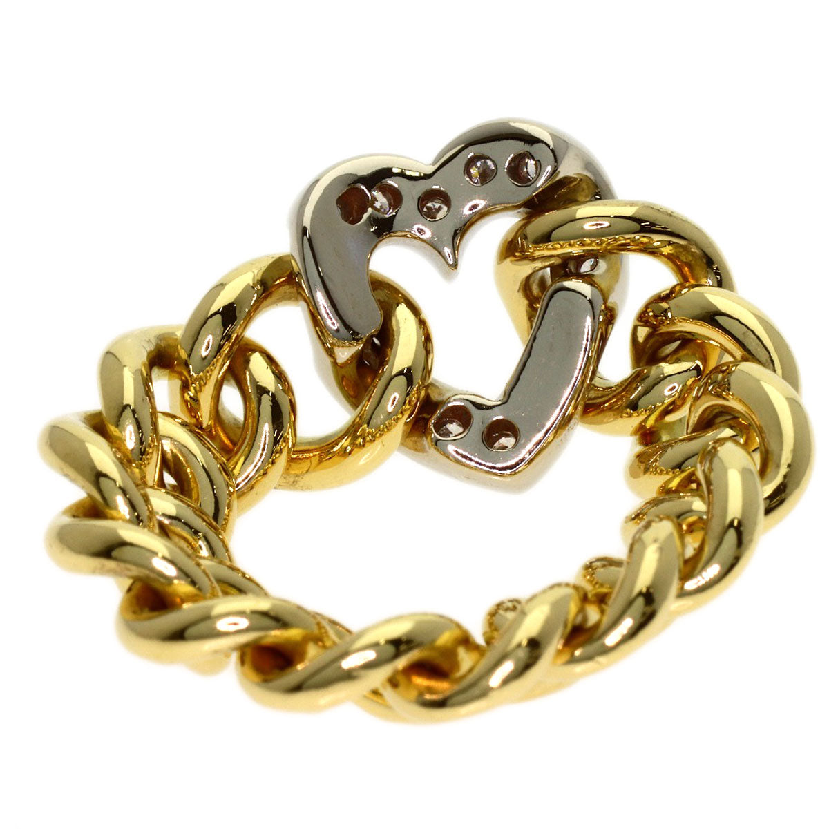 Pomellato Chain Heart Diamond Ring K18 Yellow Gold K18 White GoldLadies [Used]
