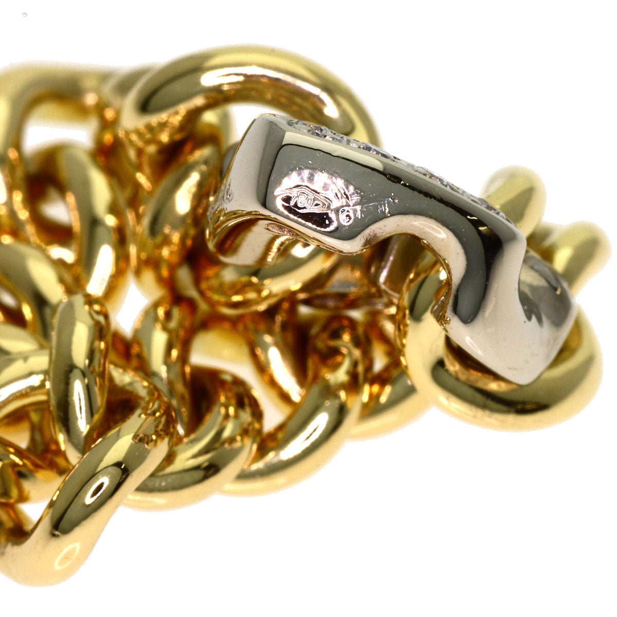 Pomellato Chain Heart Diamond Ring K18 Yellow Gold K18 White GoldLadies [Used]