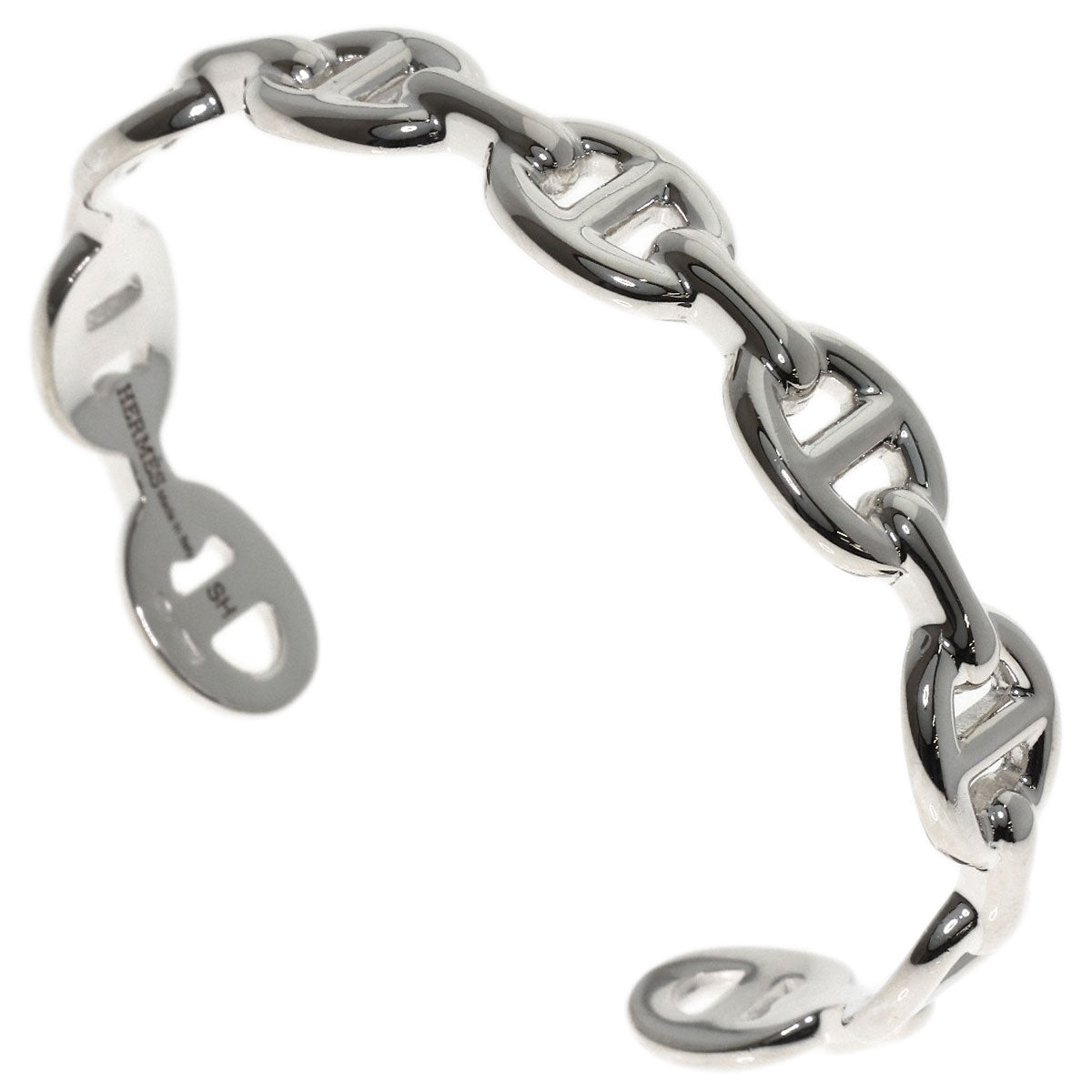 HERMES Shane Dunkle Enchainée Bangle Bracelet Silver Ladies [Used]