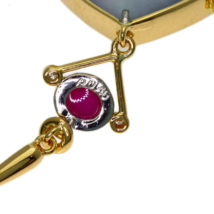 NOBUKO ISHIKAWA As Time Diamond Ruby Shell Brooch Platinum PT900 18K Yellow GoldLadies [Used]