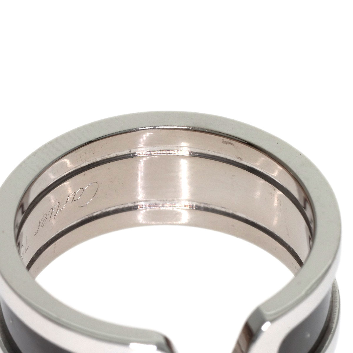 CARTIER C2 ring black lacquer # 55 Ring K18 White Gold Ladies [Used]