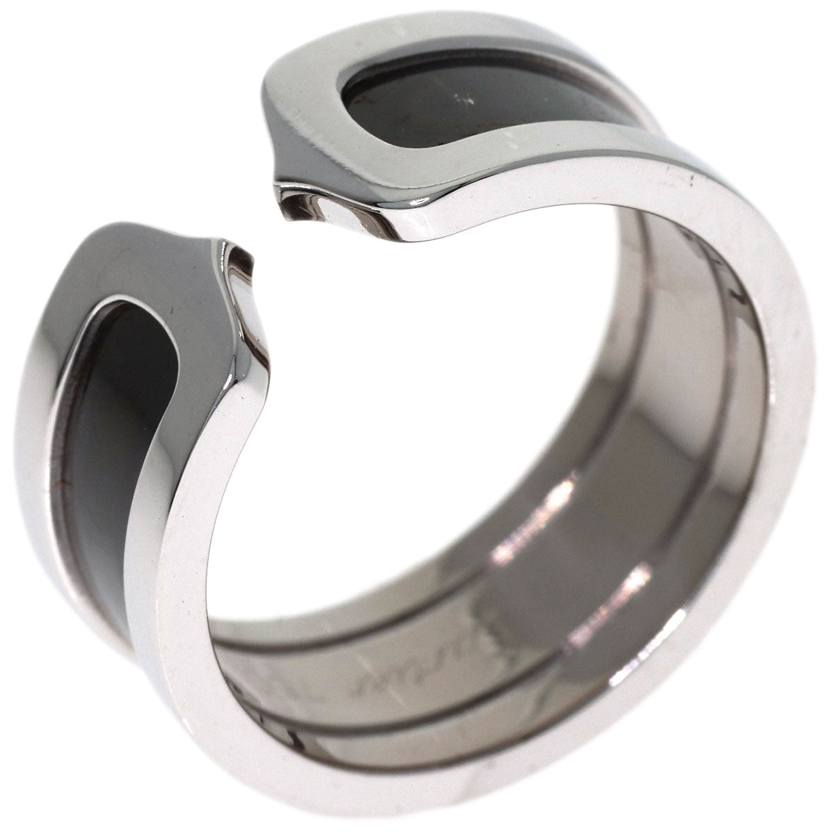 CARTIER C2 ring black lacquer # 55 Ring K18 White Gold Ladies [Used]