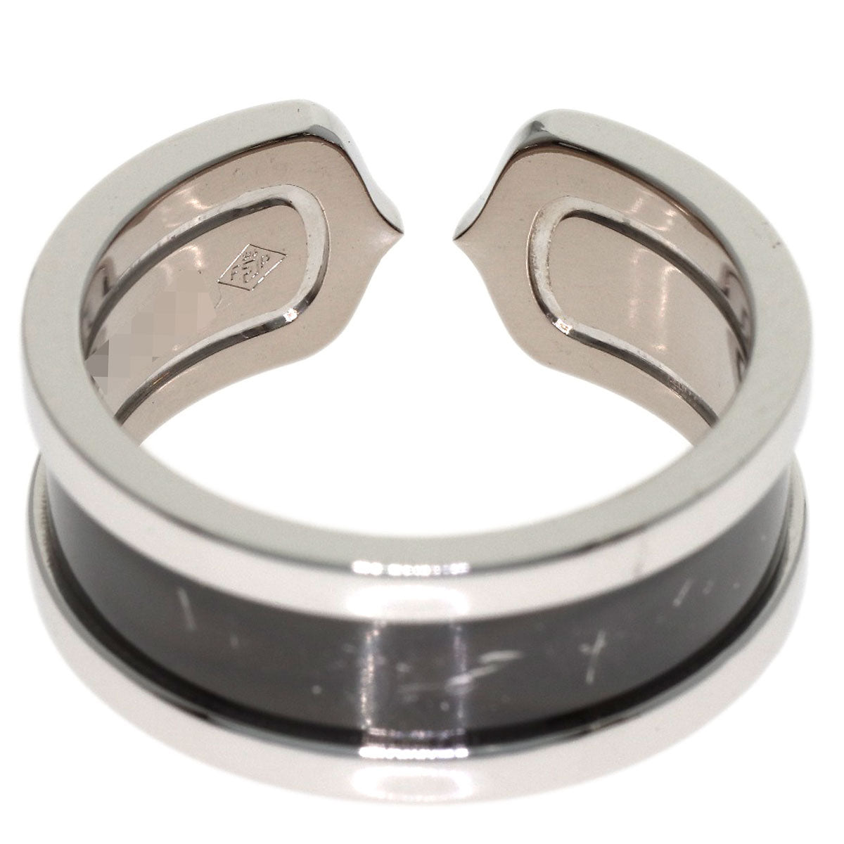 CARTIER C2 ring black lacquer # 55 Ring K18 White Gold Ladies [Used]