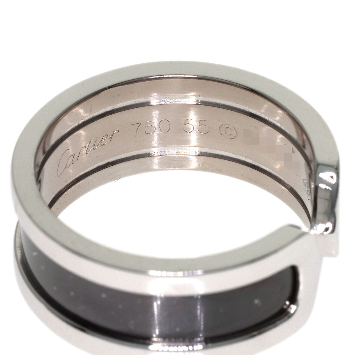CARTIER C2 ring black lacquer # 55 Ring K18 White Gold Ladies [Used]
