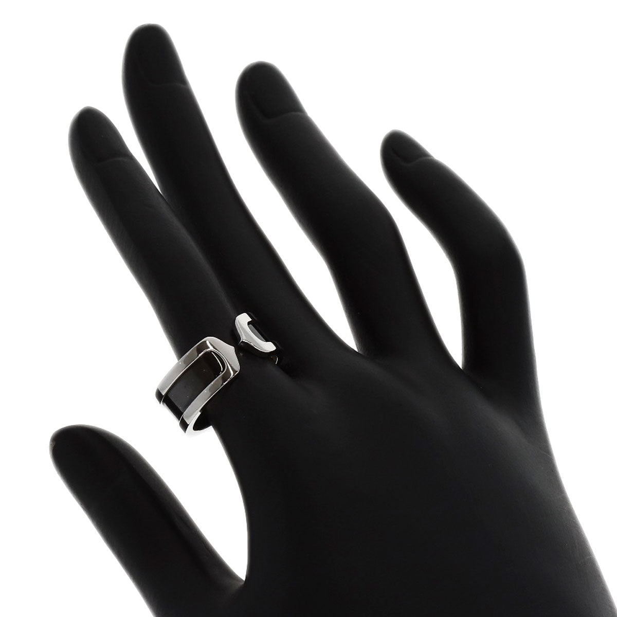 CARTIER C2 ring black lacquer # 55 Ring K18 White Gold Ladies [Used]
