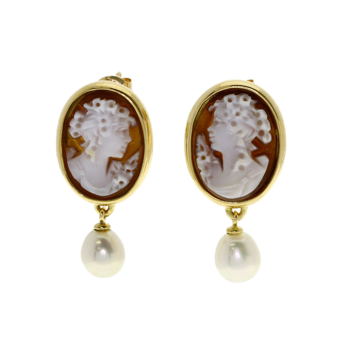 MIKIMOTO Perlita Cameo Pearl Pearl earring K18 Yellow Gold Ladies [Used]