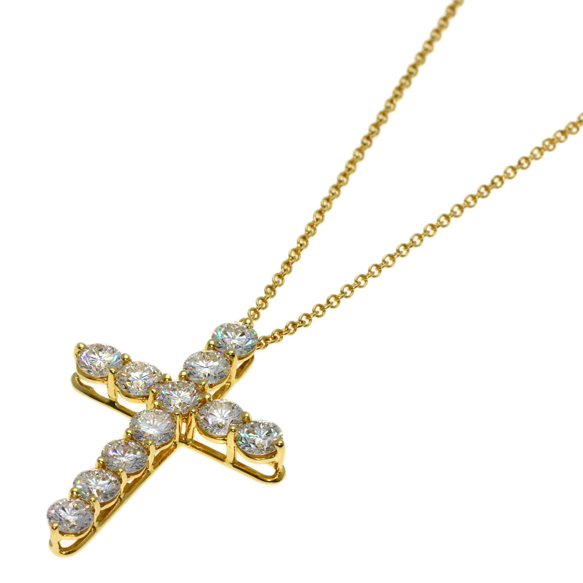 TIFFANY&Co. Large Cross Diamond Necklace K18 Yellow Gold Ladies [Used]