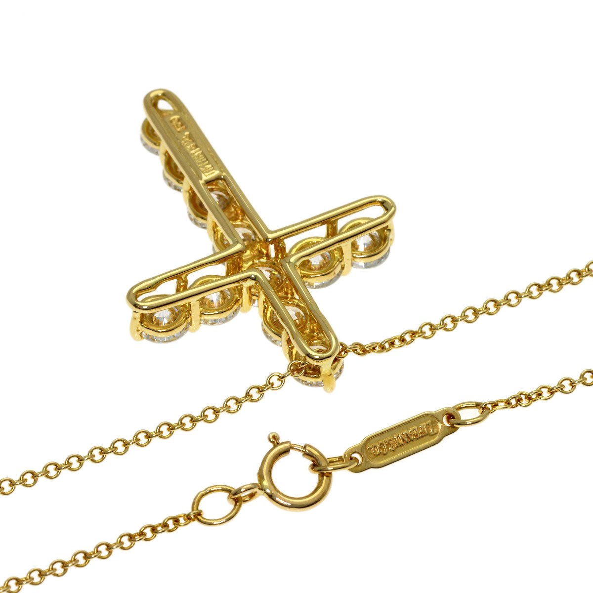 TIFFANY&Co. Large Cross Diamond Necklace K18 Yellow Gold Ladies [Used]
