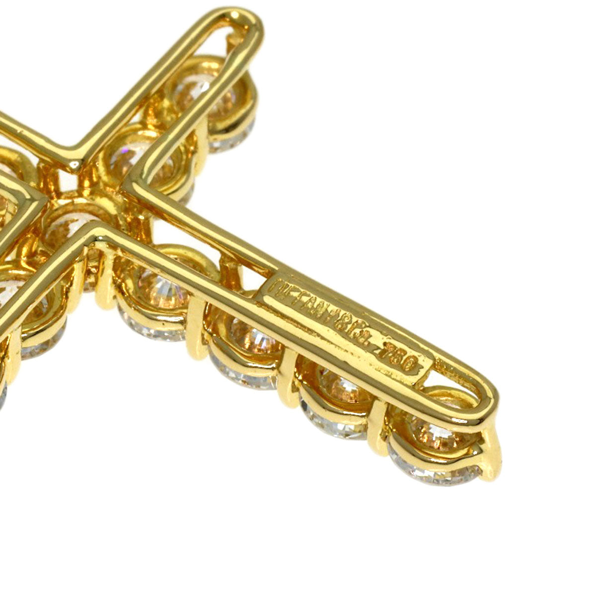 TIFFANY&Co. Large Cross Diamond Necklace K18 Yellow Gold Ladies [Used]