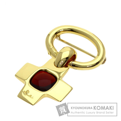 Pomellato Cross Garnet Brooch K18 Yellow Gold Ladies [Used]